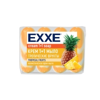 Мыло космет EXXE 1+1 4*75г Тропические фрукты ОРАНЖЕВОЕ полосатое ЭКОПАК