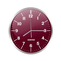 Часы настенные Centek СТ-7100 пурпур/хром круг d30см плавный ход кварцевые