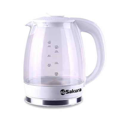 Чайник Sakura SA-2717W бел 1,7л 2,2кВт стекло подсветка