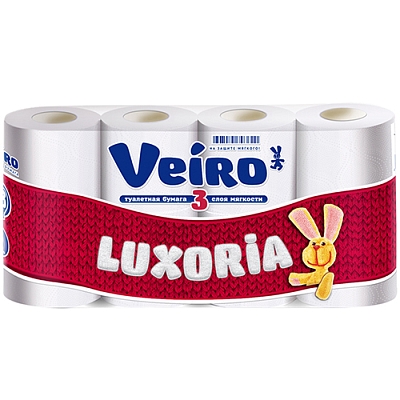 Бумага туалетная Veiro Luxoria 3-сл 8 рул белая