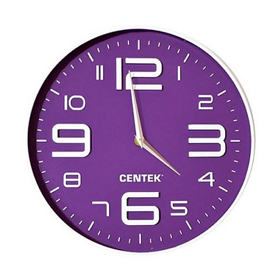 Часы настенные Centek СТ-7101 фиолет круг d30см объемные цифры плавный ход