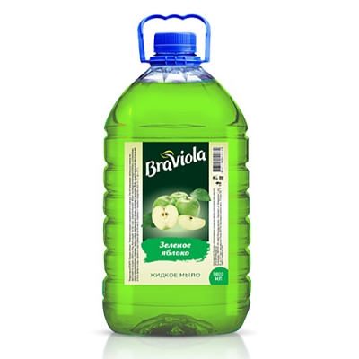 Мыло жидкое BRAVIOLA 5л ПЭТ Зеленое яблоко